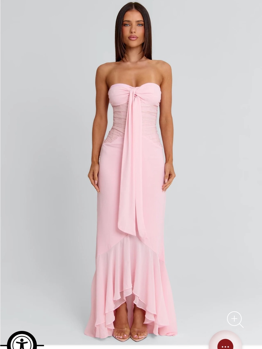 Outcast Bella Maxi Dress XL Light Pink NWT Strapless Halter Ruched Mermaid Gown